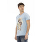 Light Blue Cotton Men T-Shirt