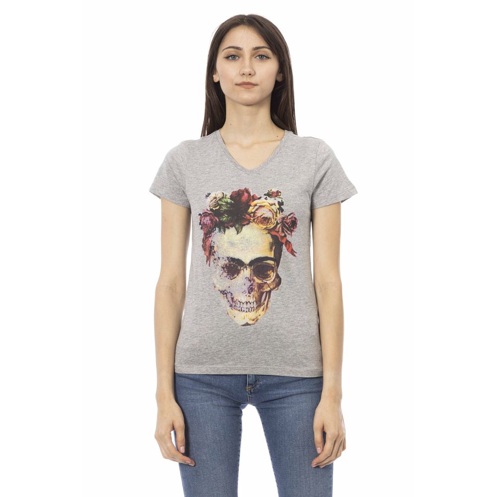 Gray Cotton Women T-Shirt