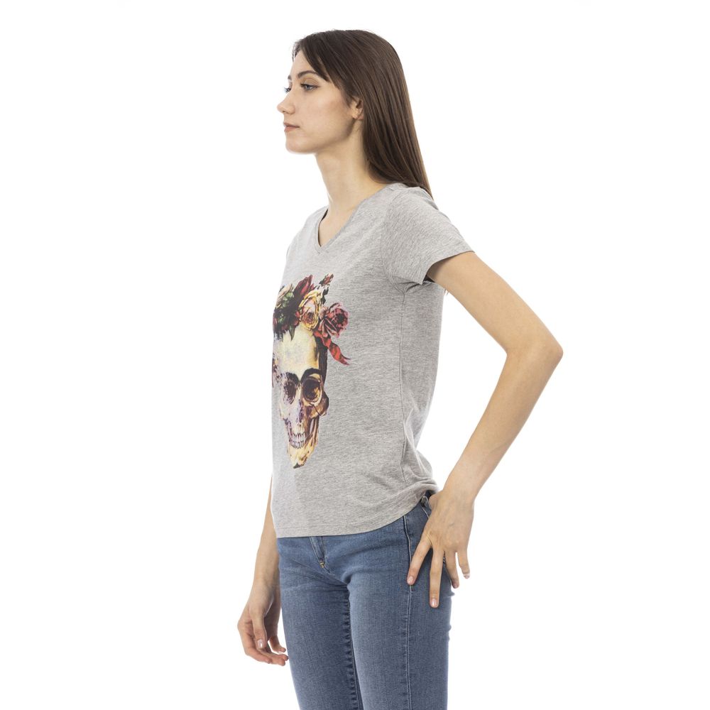 Gray Cotton Women T-Shirt