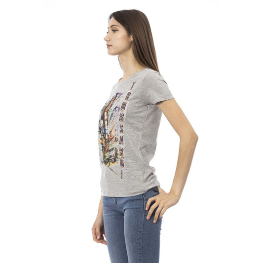 Gray Cotton Women T-Shirt