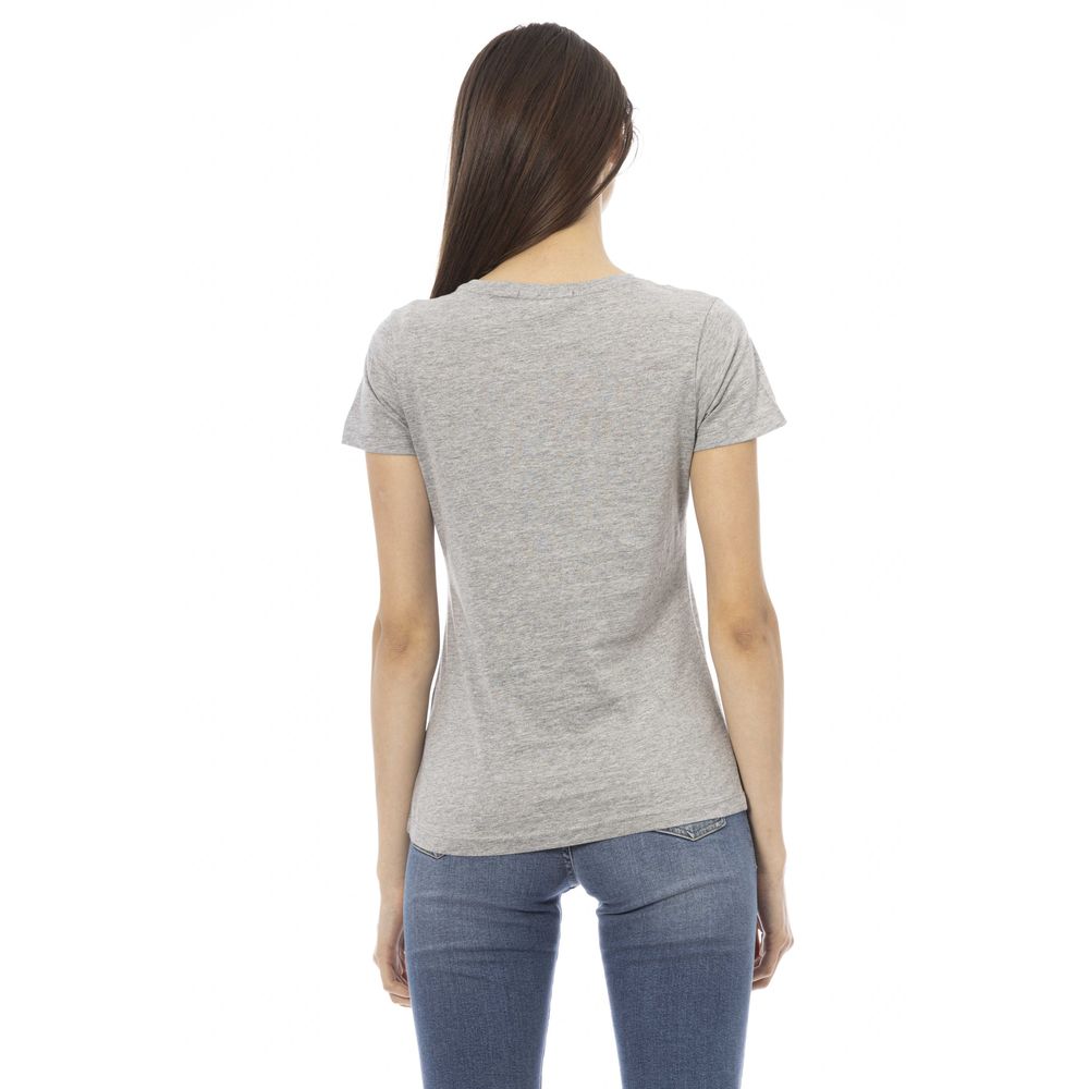 "Gray Cotton Women T-Shirt"