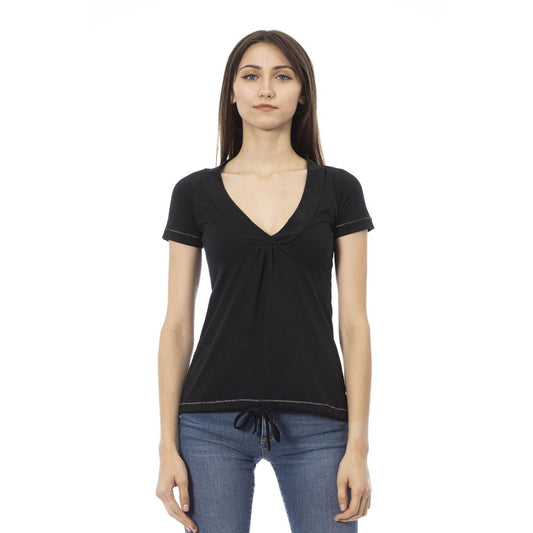 Black Cotton Women T-Shirt