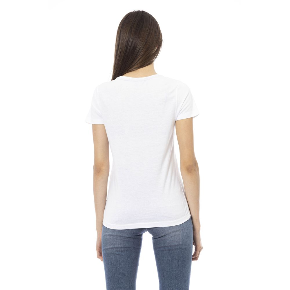 White Cotton Women T-Shirt