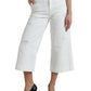 Elegant White Mid-Waist Denim Cropped Jeans