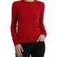 Radiant Red Wool Pullover Sweater