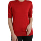 Silk Red Crew Neck Top