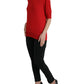 Silk Red Crew Neck Top