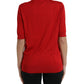 Silk Red Crew Neck Top