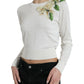 Silk Floral Applique Pullover Sweater