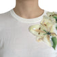 Silk Floral Applique Pullover Sweater