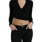 Elegant Black Virgin Wool Cardigan Sweater