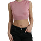 Elegant Silk Crew Neck Cropped Tank Top