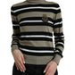 Elegant Striped Turtleneck Wool Sweater