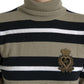 Elegant Striped Turtleneck Wool Sweater