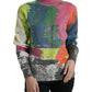 Multicolor Mohair Turtleneck Casual Sweater