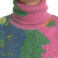 Multicolor Mohair Turtleneck Casual Sweater