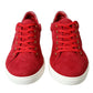 Elegant Red & White Leather Sneakers