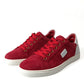 Elegant Red & White Leather Sneakers