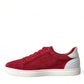 Elegant Red & White Leather Sneakers