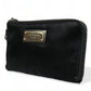 Elegant Black Nylon Leather Pouch with Silver Details