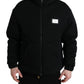 Elegant Black Bomber Jacket with Hood