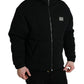 Elegant Black Bomber Jacket with Hood