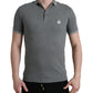 Elegant Grey Cotton Polo T-Shirt