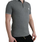 Elegant Grey Cotton Polo T-Shirt