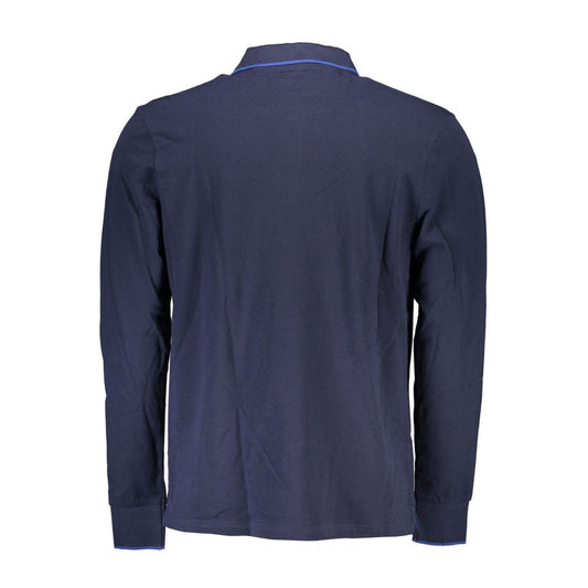 Blue Cotton Men Polo Shirt