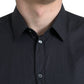 Elegant Navy Blue Slim Fit Dress Shirt