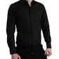 Elegant Black Slim Fit Italian Dress Shirt