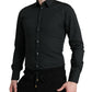 Elegant Slim Black Silk Blend Dress Shirt