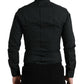 Elegant Slim Black Silk Blend Dress Shirt