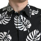 Elegant Leaf Print Slim Fit Dress Shirt