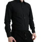 Sleek Black Slim Fit Italian Dress Shirt