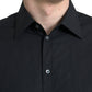 Sleek Black Slim Fit Italian Dress Shirt