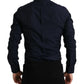 Elegant Navy Jacquard Dress Shirt