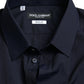 Elegant Navy Jacquard Dress Shirt