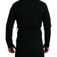 Elegant Black Cashmere Robe with Waist Belt