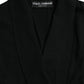 Elegant Black Cashmere Robe with Waist Belt