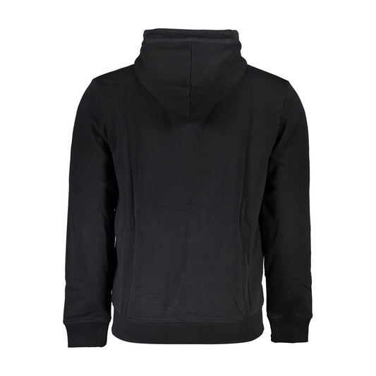 Black Cotton Men Hooded Sweater