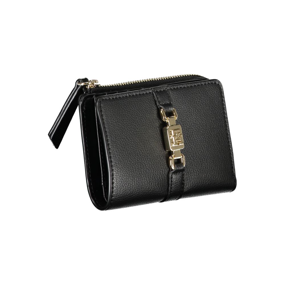 Sleek Black Zip Wallet with Coin Purse