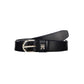 Elegant Blue Leather Belt with Metal Buckle