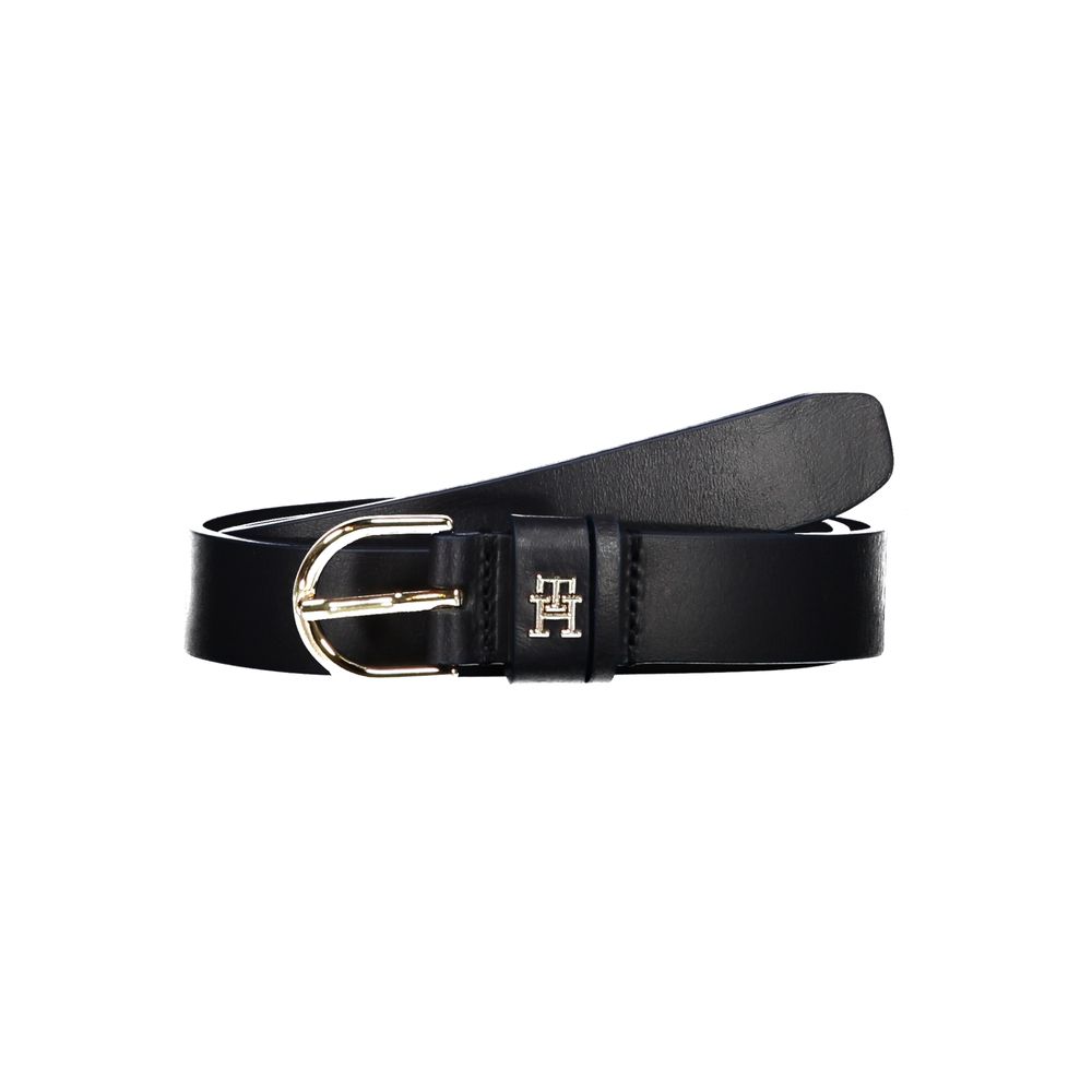 Elegant Blue Leather Belt with Metal Buckle