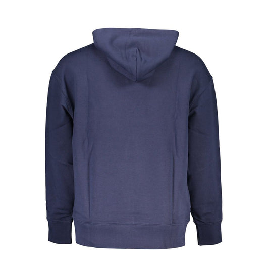 Chic Blue Hooded Sweatshirt with Logo Detail