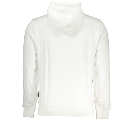 Elegant White Cotton Hooded Sweatshirt