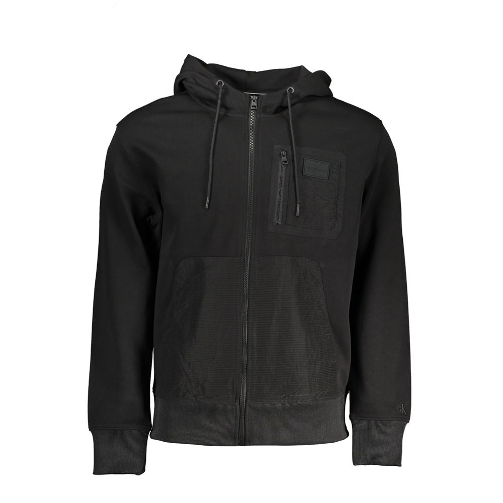 Sleek Hooded Zip Sweatshirt with Contrasting Details