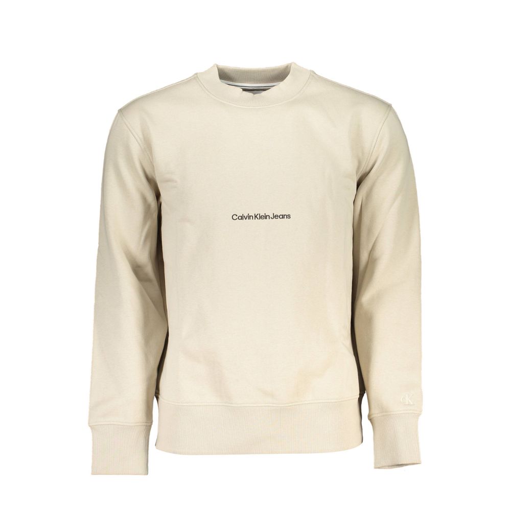 Beige Crew Neck Long Sleeve Sweatshirt