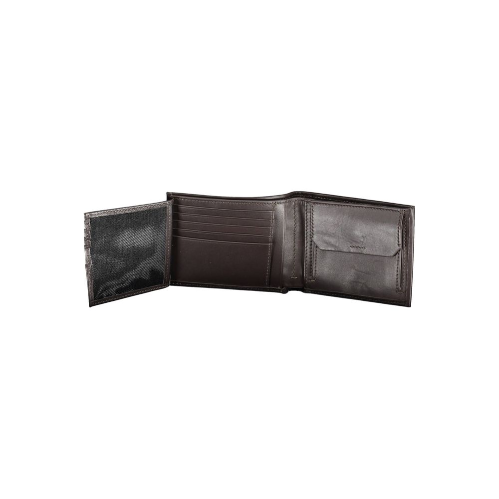 Elegant Brown Leather Dual-Compartment Wallet