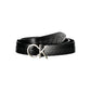 Elegant Black Leather Belt with Metal Buckle